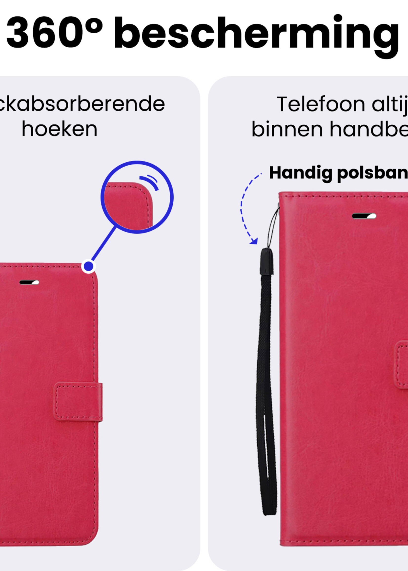 BTH BTH Samsung Galaxy A37 Hoesje Bookcase Met 2x Screenprotector - Donkerroze