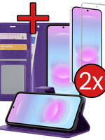 BTH BTH Samsung Galaxy A37 Hoesje Bookcase Met 2x Screenprotector - Paars