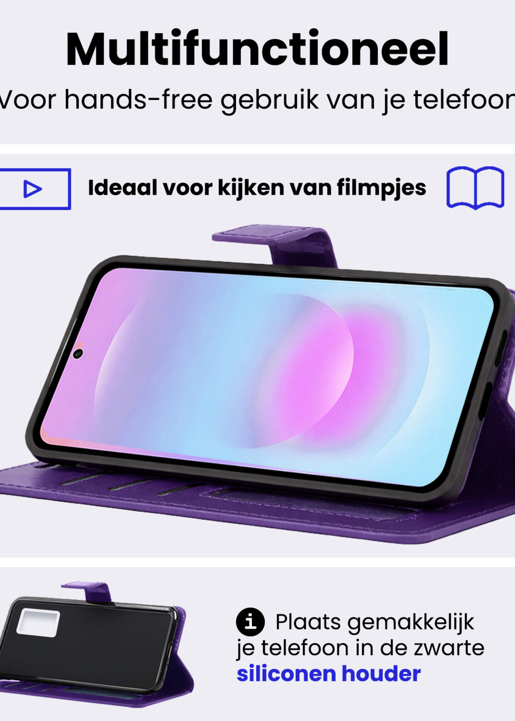 BTH BTH Samsung Galaxy A37 Hoesje Bookcase Met 2x Screenprotector - Paars