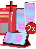 BTH BTH Samsung Galaxy A37 Hoesje Bookcase Met 2x Screenprotector - Rood