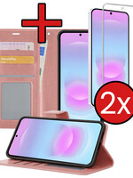 BTH BTH Samsung Galaxy A37 Hoesje Bookcase Met 2x Screenprotector - Rose Goud