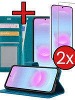 BTH BTH Samsung Galaxy A37 Hoesje Bookcase Met 2x Screenprotector - Turquoise