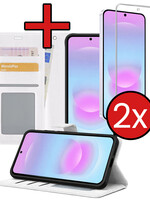 BTH BTH Samsung Galaxy A37 Hoesje Bookcase Met 2x Screenprotector - Wit