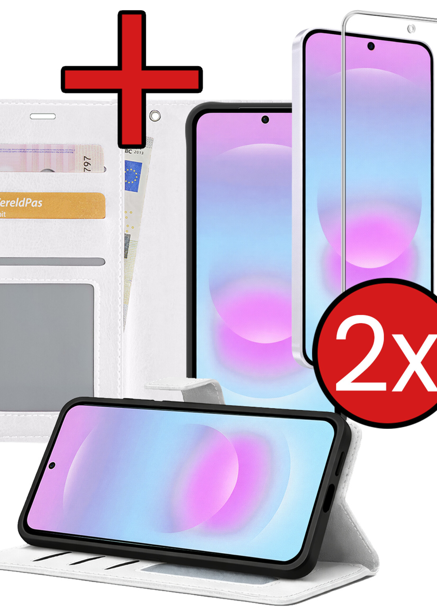 BTH BTH Samsung Galaxy A37 Hoesje Bookcase Met 2x Screenprotector - Wit