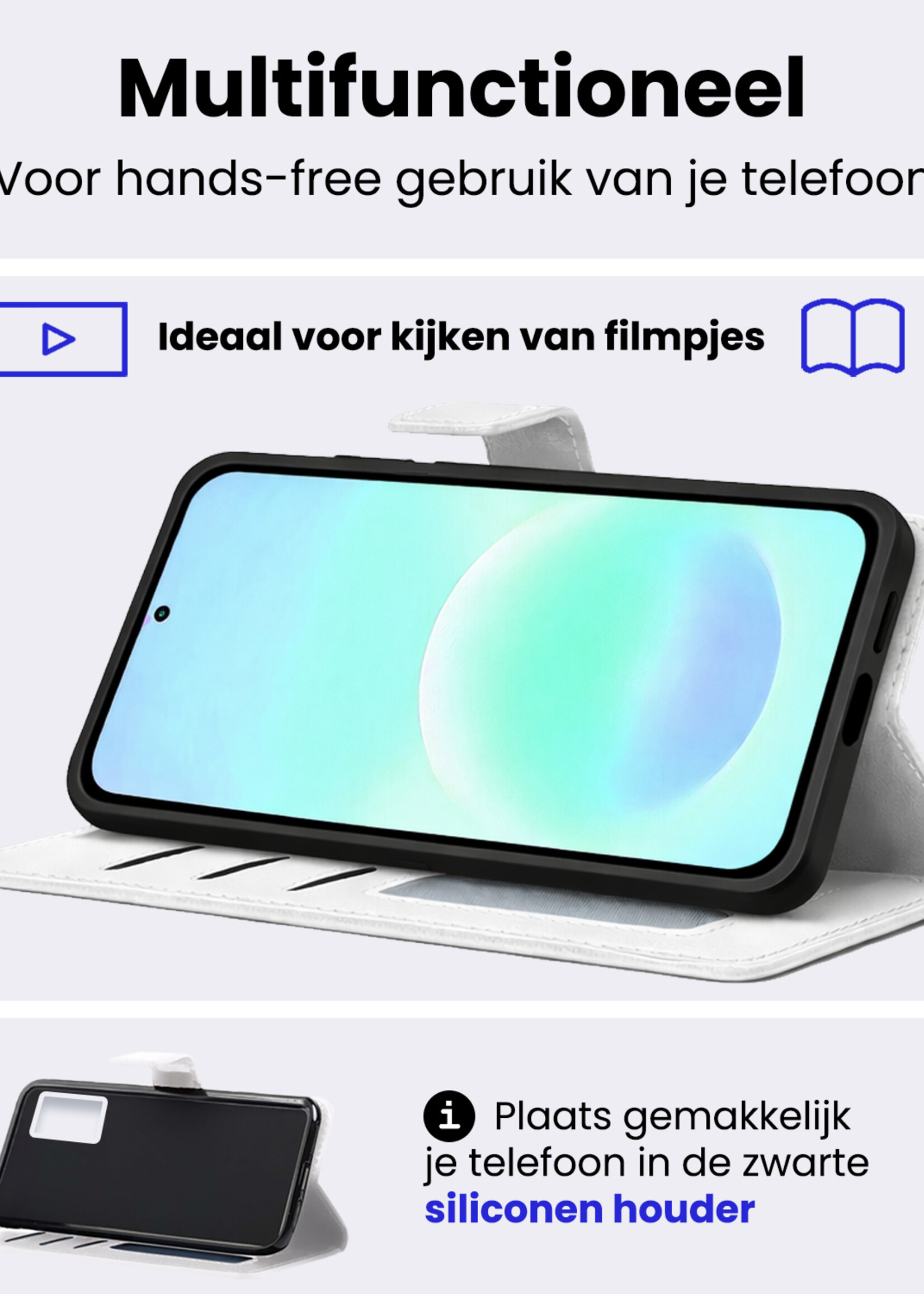 BTH BTH Samsung Galaxy A37 Hoesje Bookcase Met 2x Screenprotector - Wit