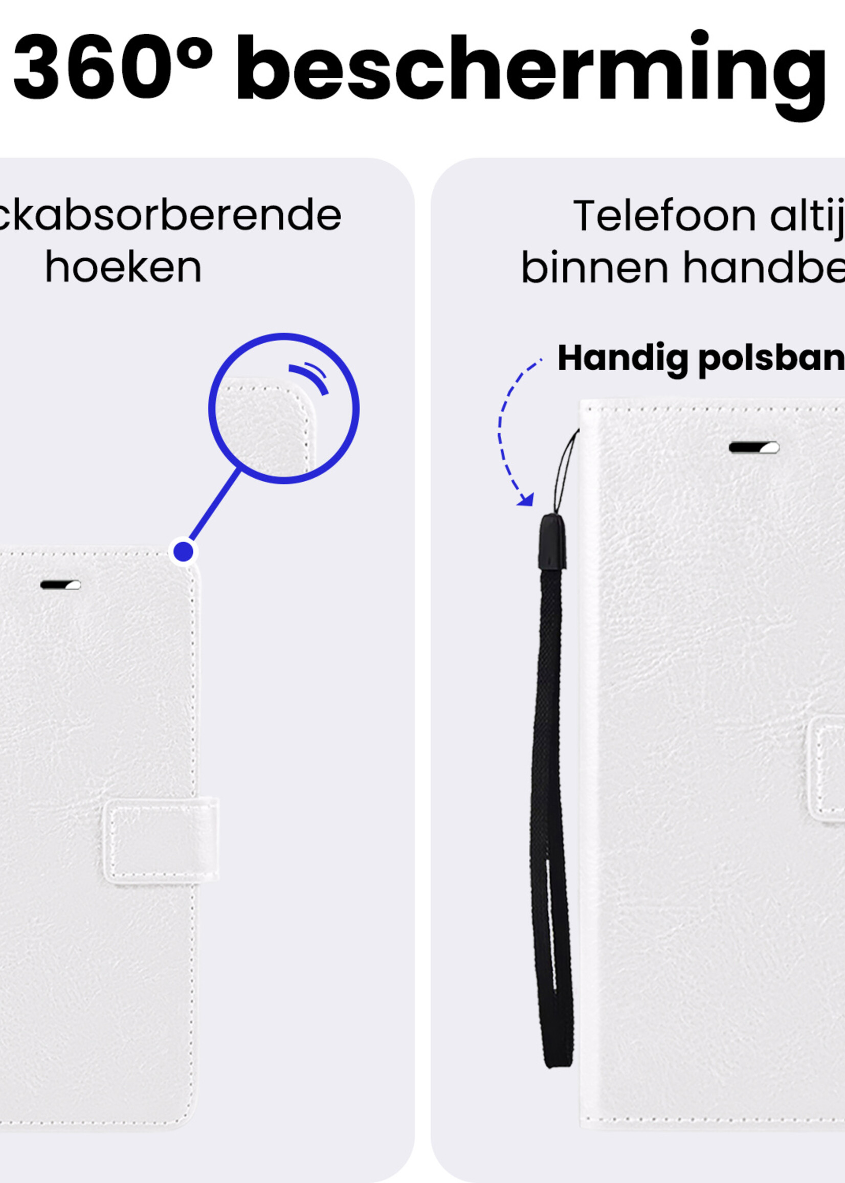 BTH BTH Samsung Galaxy A37 Hoesje Bookcase Met 2x Screenprotector - Wit