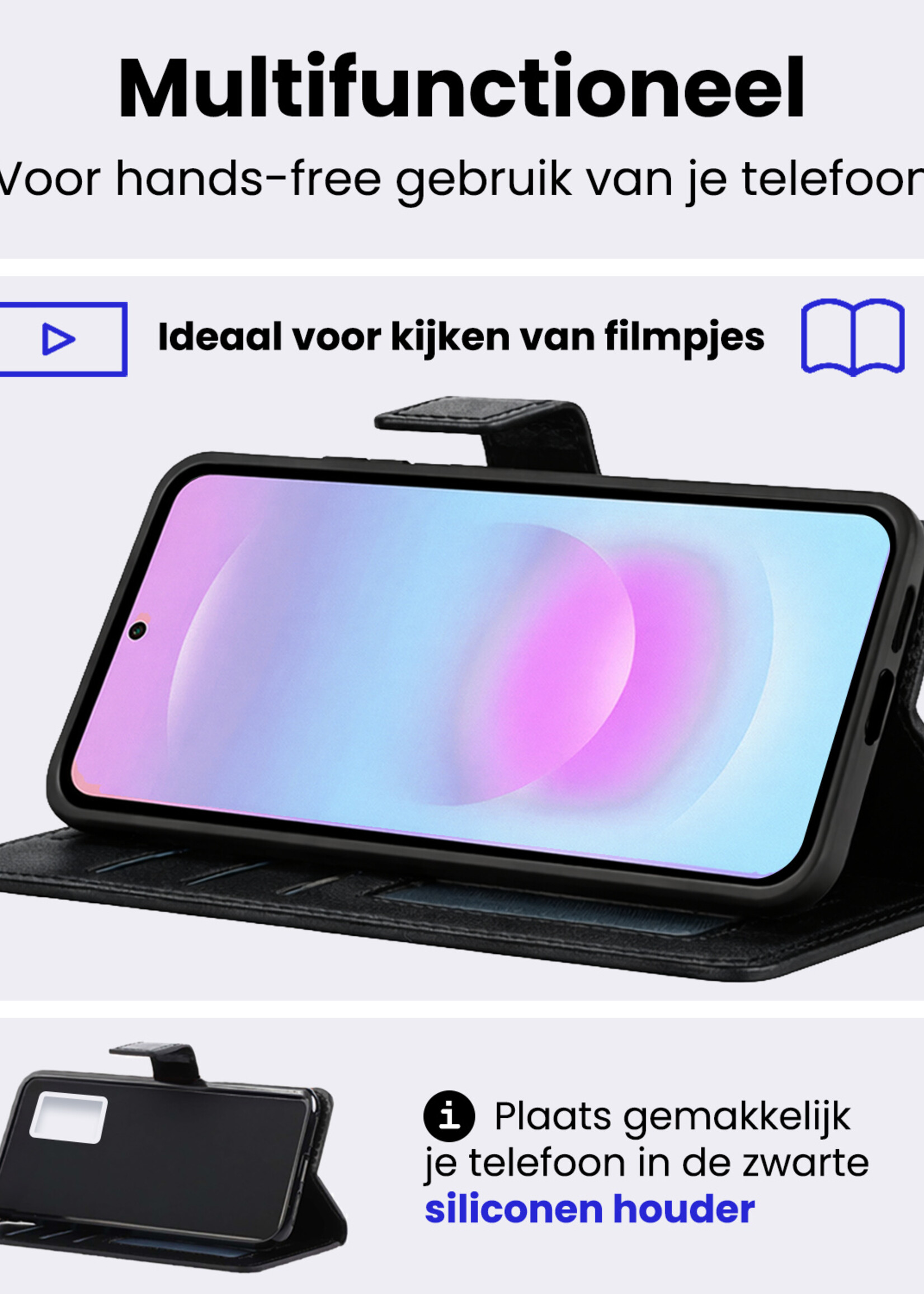 BTH BTH Samsung Galaxy A37 Hoesje Bookcase Met 2x Screenprotector - Zwart