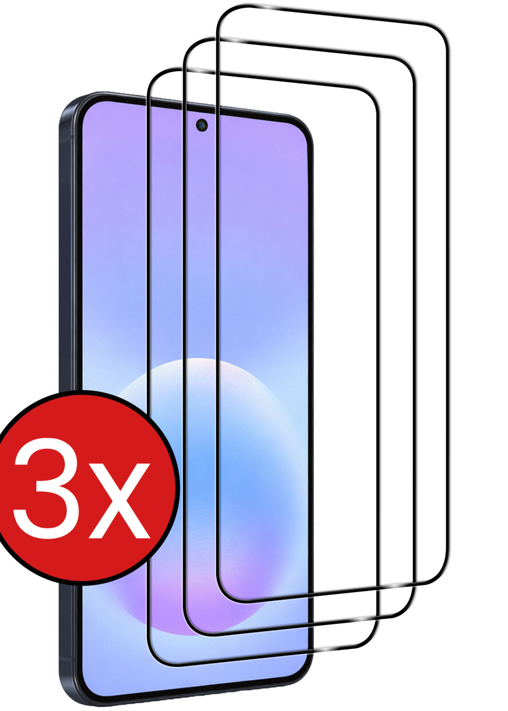BTH BTH Samsung Galaxy A57 Screenprotector Glas Full Cover - 3 PACK
