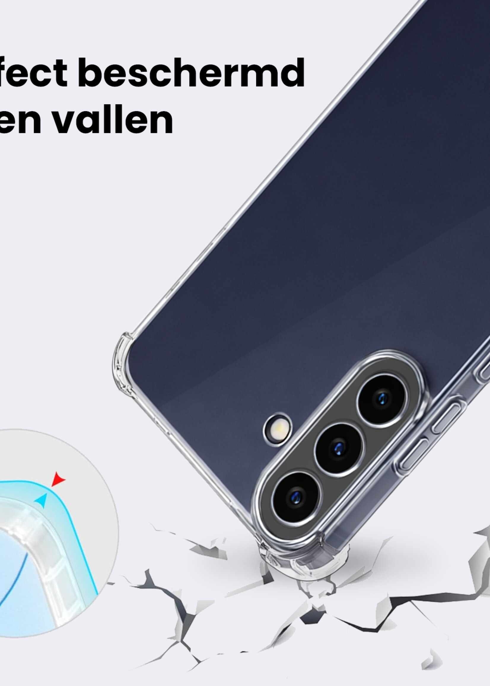 BTH BTH Samsung Galaxy A57 Hoesje Shockproof - Transparant - 2 PACK