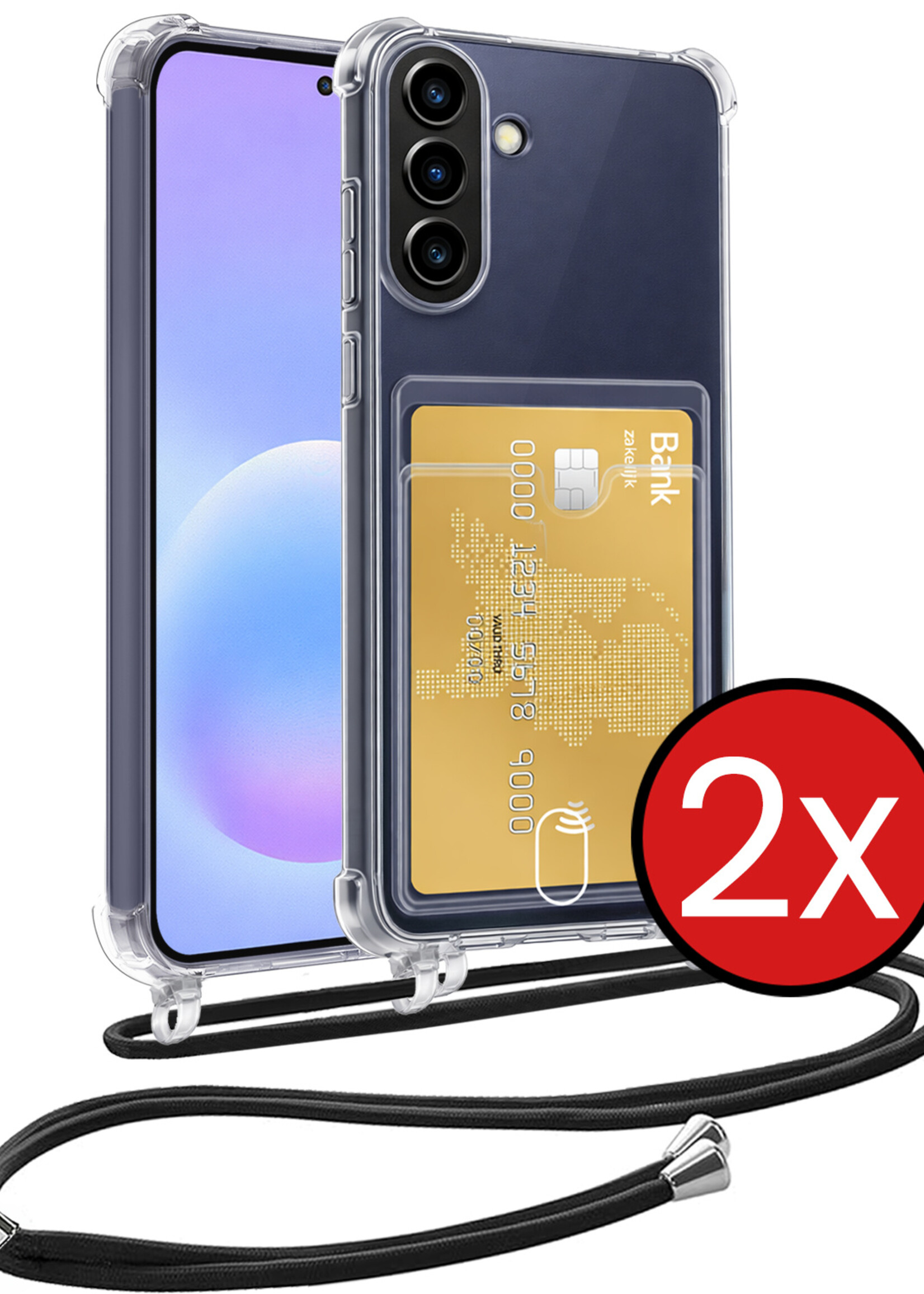 BTH BTH Samsung Galaxy A57 Hoesje Pashouder met Koord - 2 PACK