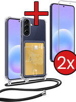BTH BTH Samsung Galaxy A57 Hoesje Pashouder met Koord Met 2x Screenprotector