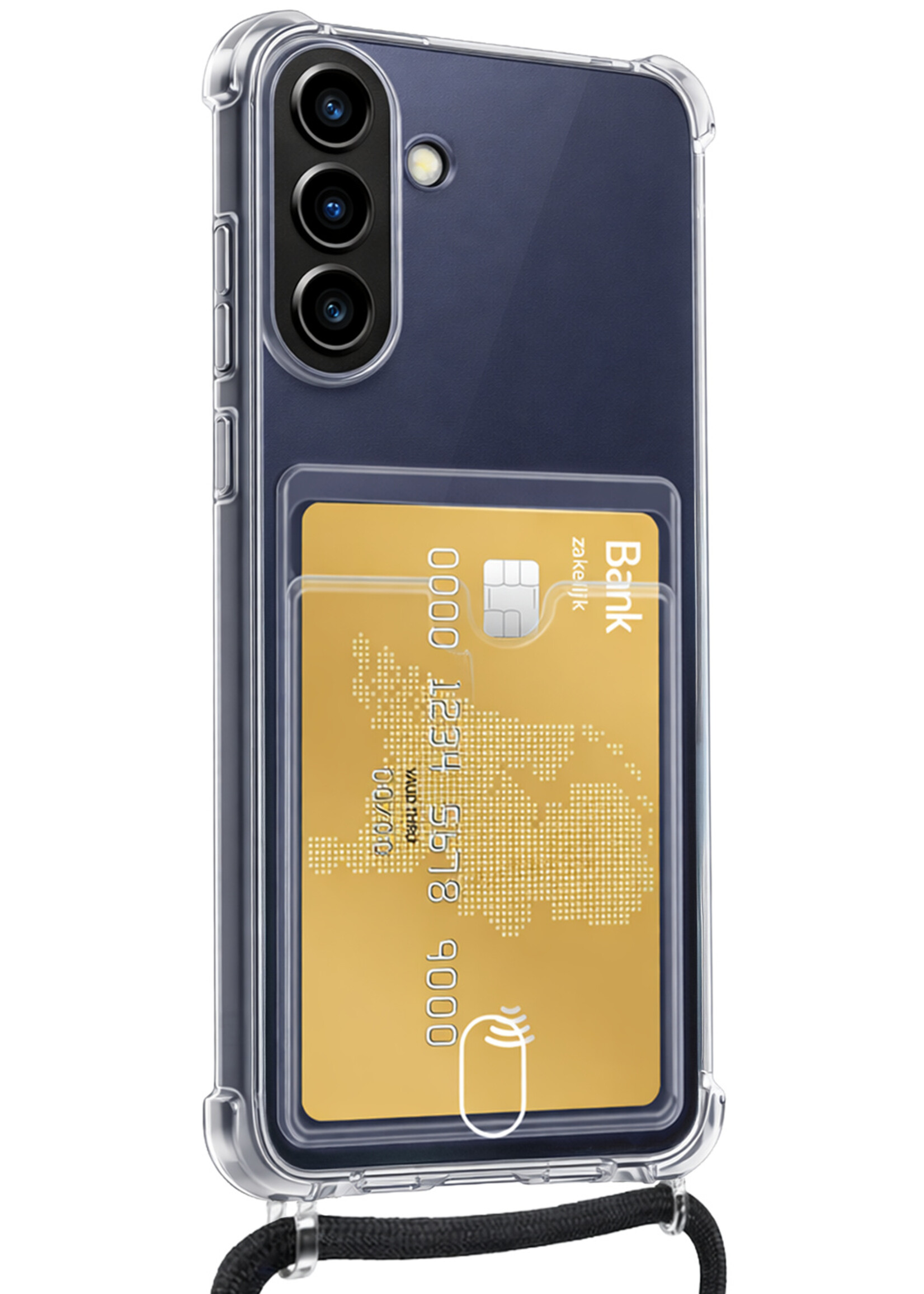 BTH BTH Samsung Galaxy A57 Hoesje Pashouder met Koord Met 2x Screenprotector