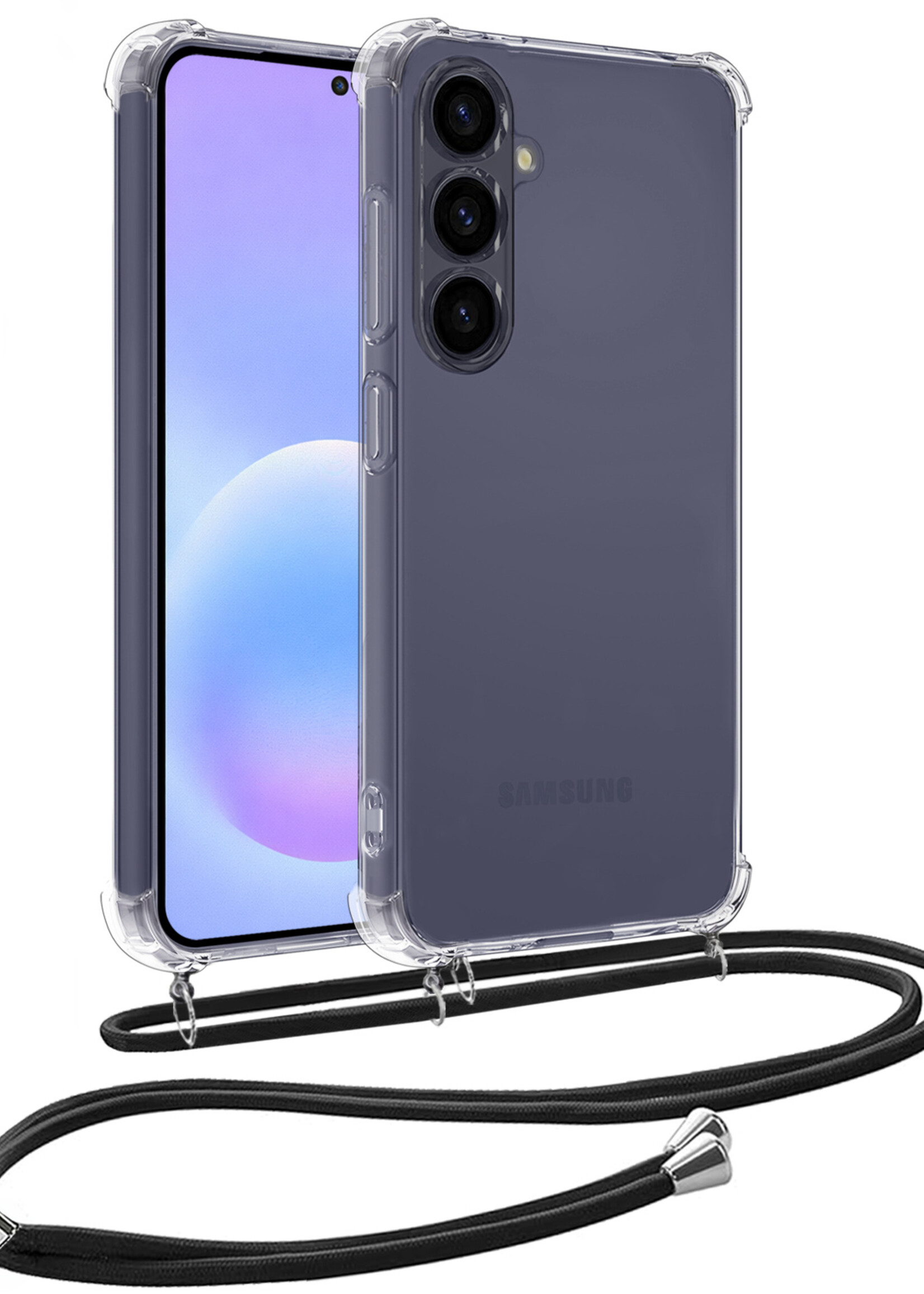 BTH BTH Samsung Galaxy A57 Hoesje Transparant Shockproof Met Zwart Koord