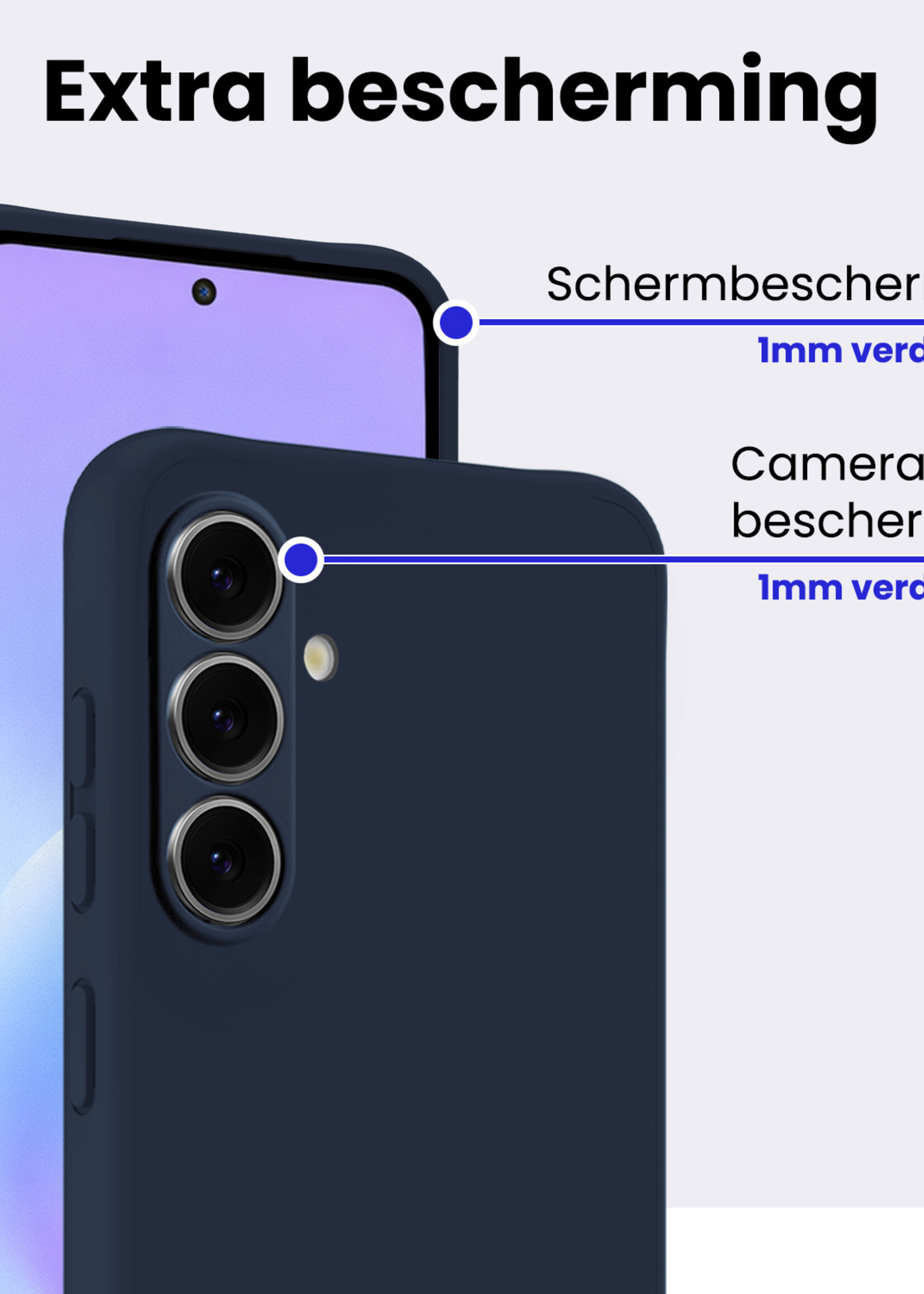 BTH BTH Samsung Galaxy A57 Hoesje Siliconen - Donkerblauw - 2 PACK