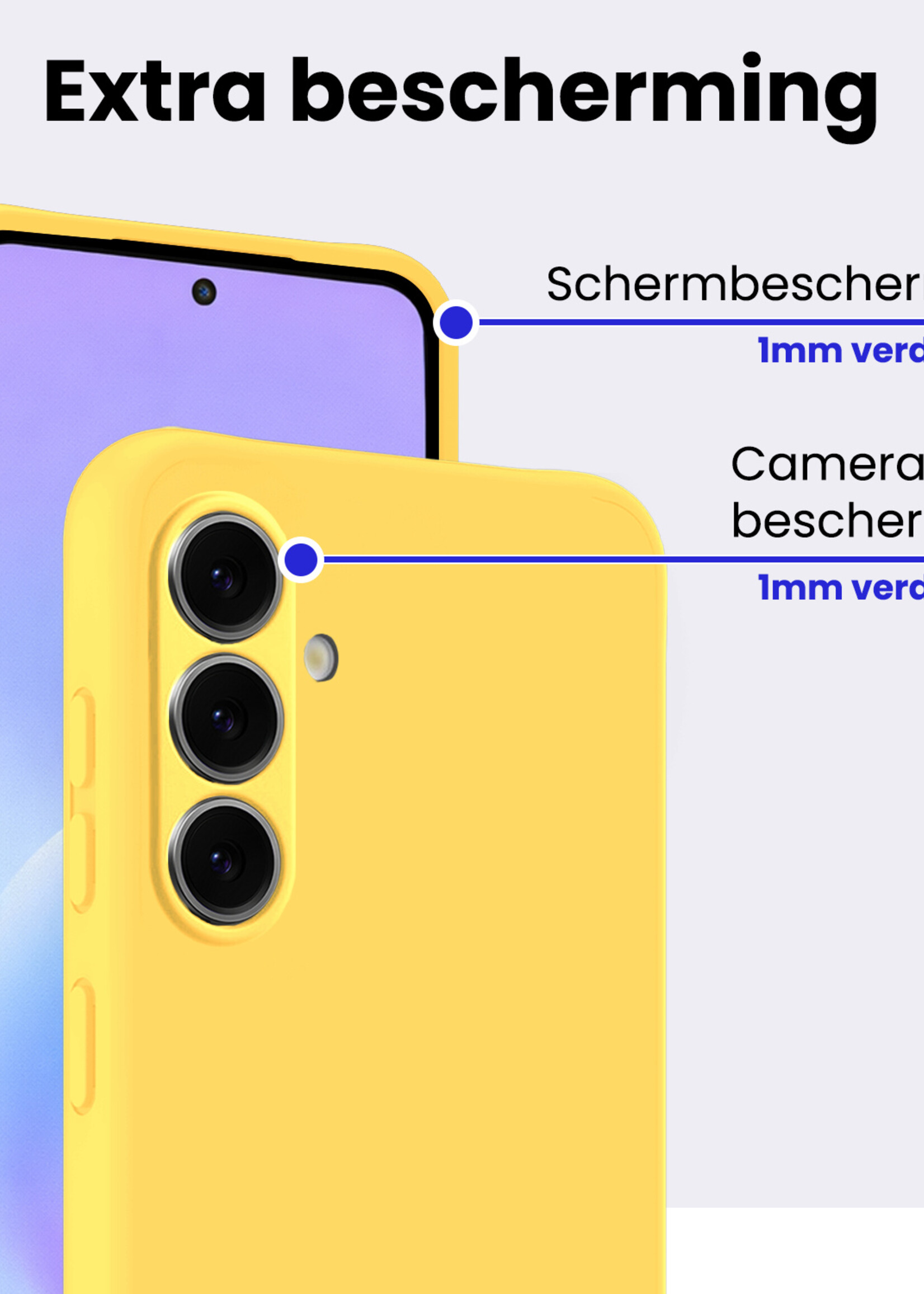 BTH BTH Samsung Galaxy A57 Hoesje Siliconen - Geel - 2 PACK