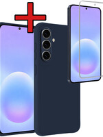 BTH BTH Samsung Galaxy A57 Hoesje Siliconen Met Screenprotector - Donkerblauw