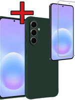 BTH BTH Samsung Galaxy A57 Hoesje Siliconen Met Screenprotector - Donkergroen