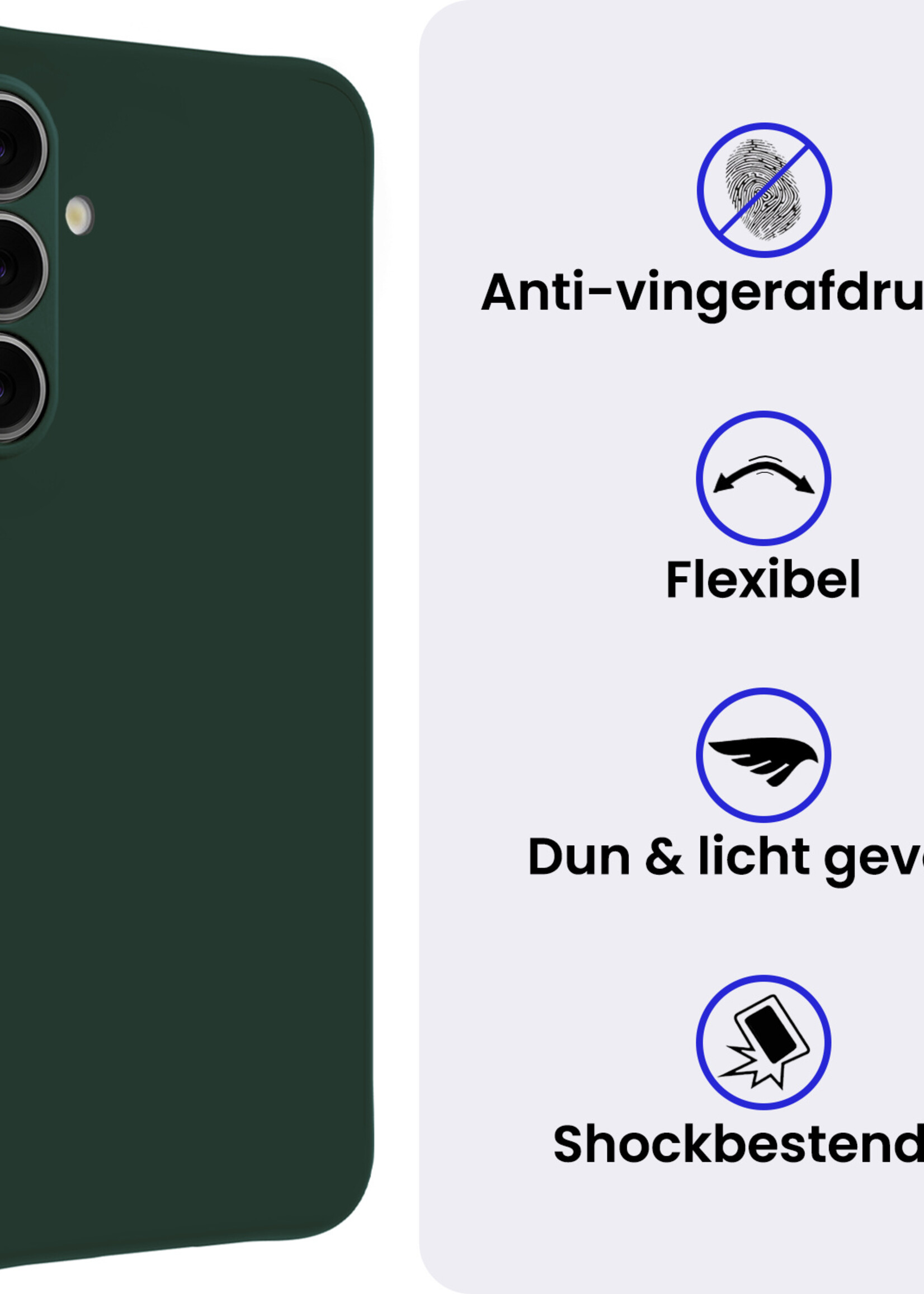 BTH BTH Samsung Galaxy A57 Hoesje Siliconen Met Screenprotector - Donkergroen
