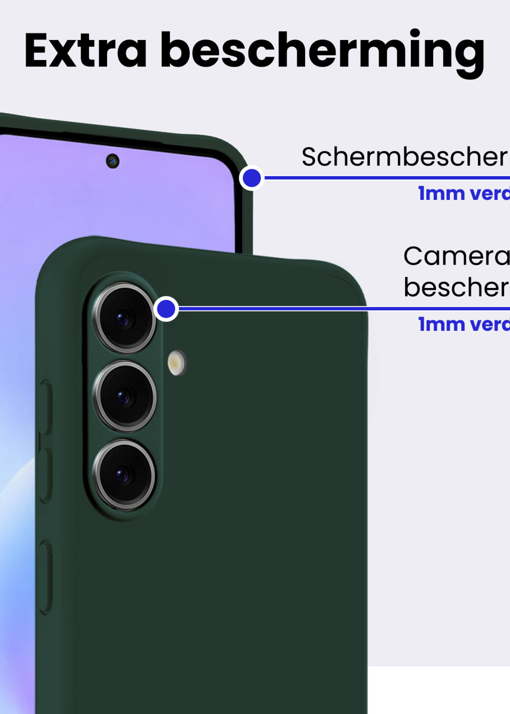BTH BTH Samsung Galaxy A57 Hoesje Siliconen Met Screenprotector - Donkergroen