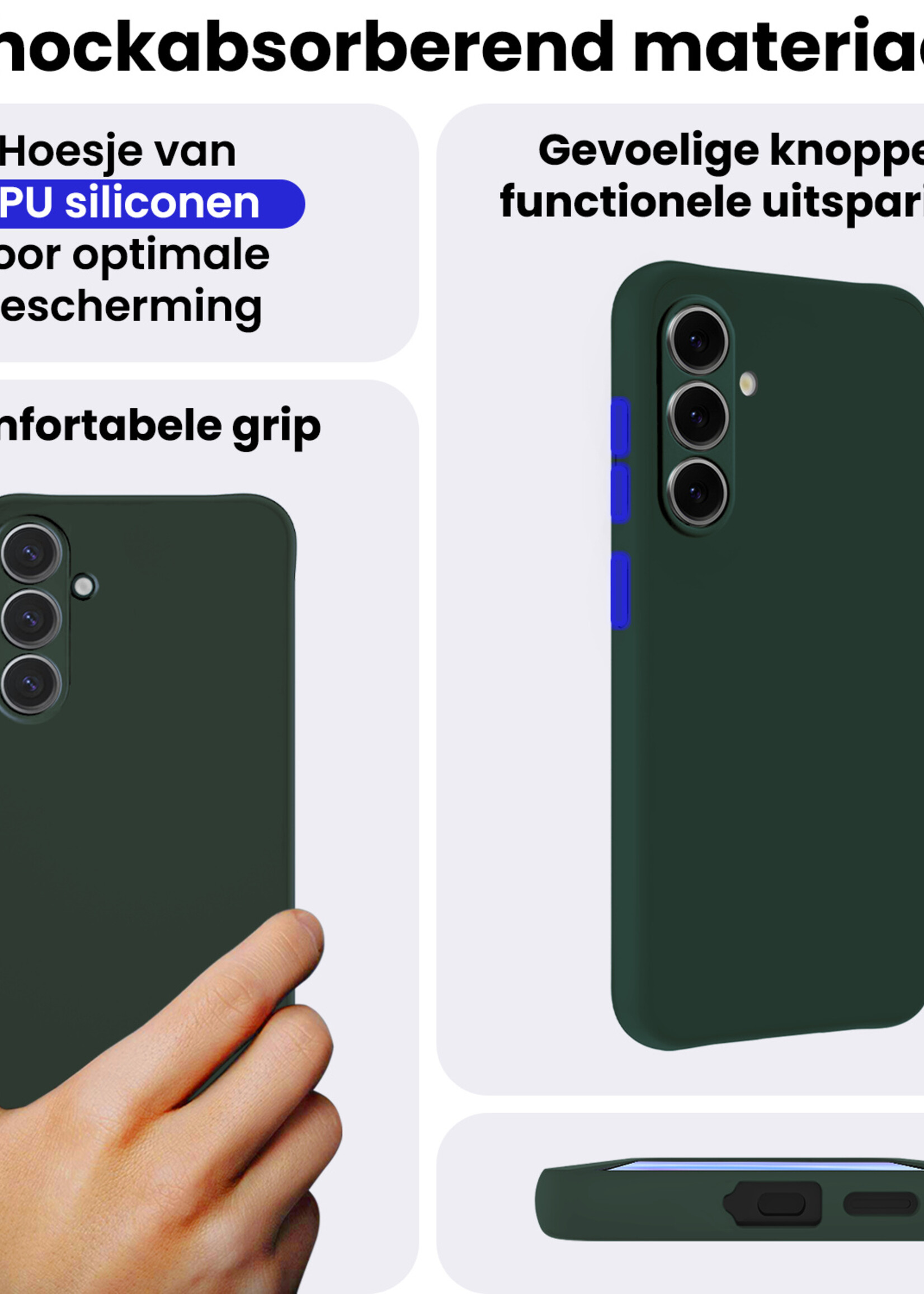 BTH BTH Samsung Galaxy A57 Hoesje Siliconen Met Screenprotector - Donkergroen