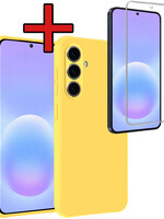 BTH BTH Samsung Galaxy A57 Hoesje Siliconen Met Screenprotector - Geel