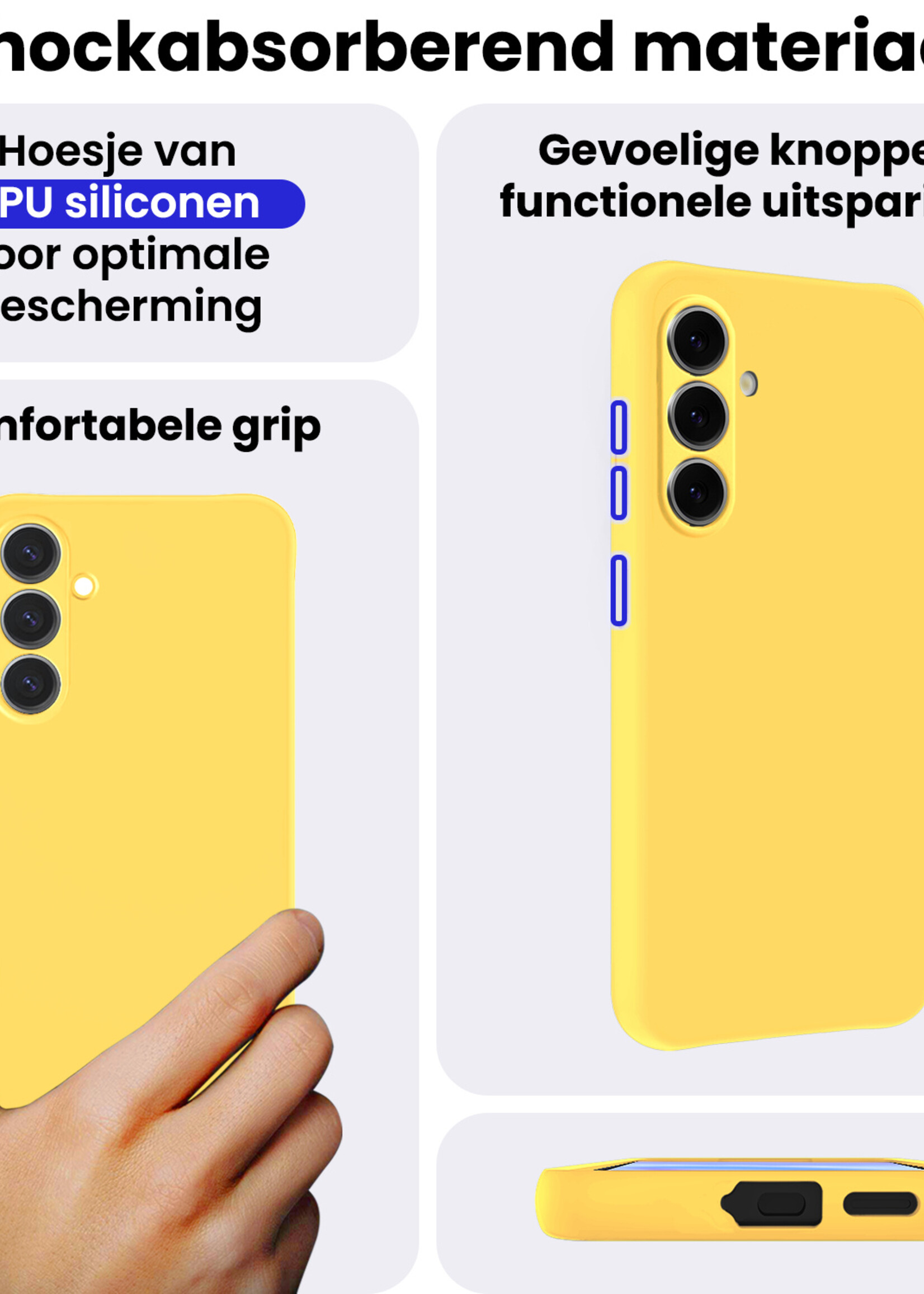 BTH BTH Samsung Galaxy A57 Hoesje Siliconen Met Screenprotector - Geel