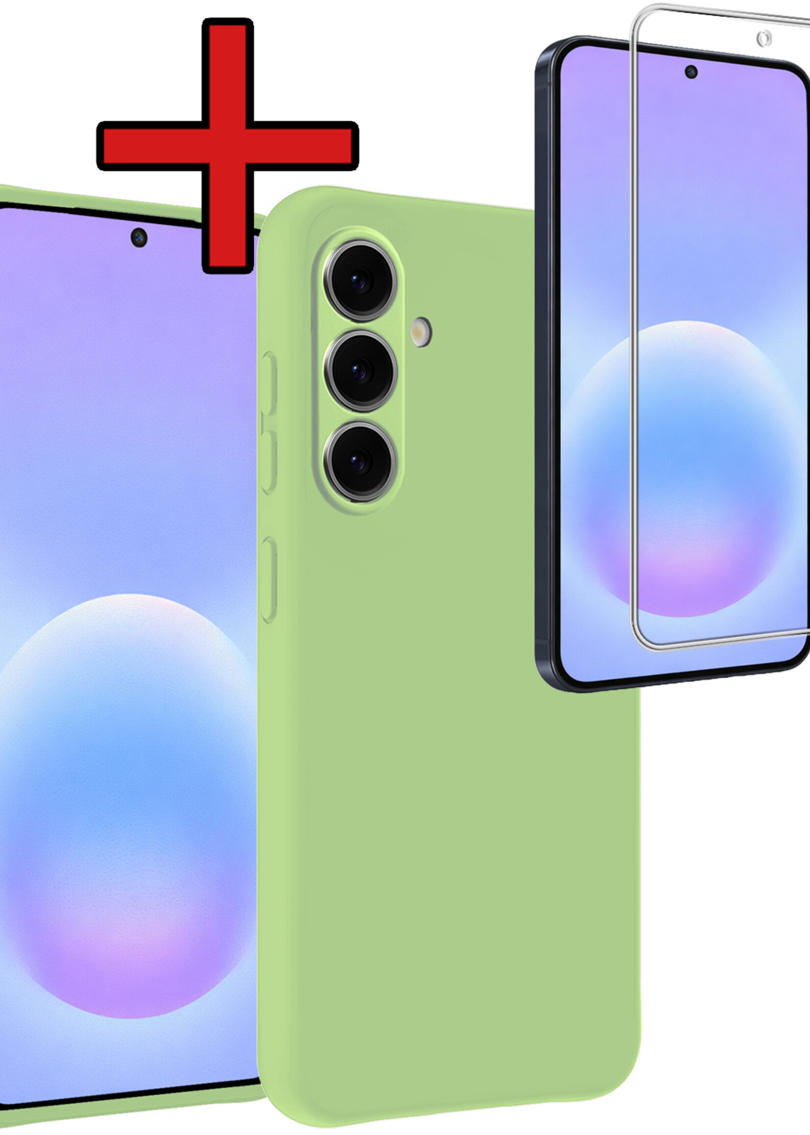 BTH BTH Samsung Galaxy A57 Hoesje Siliconen Met Screenprotector - Groen