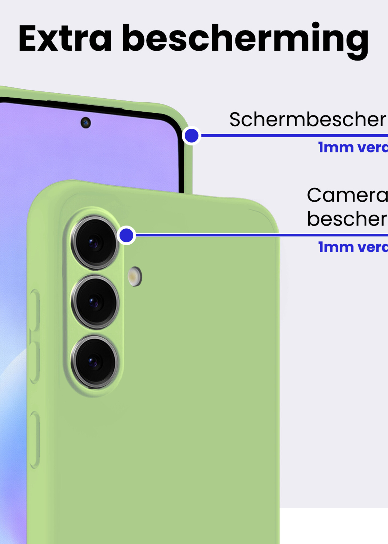 BTH BTH Samsung Galaxy A57 Hoesje Siliconen Met Screenprotector - Groen