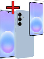 BTH BTH Samsung Galaxy A57 Hoesje Siliconen Met Screenprotector - Lichtblauw