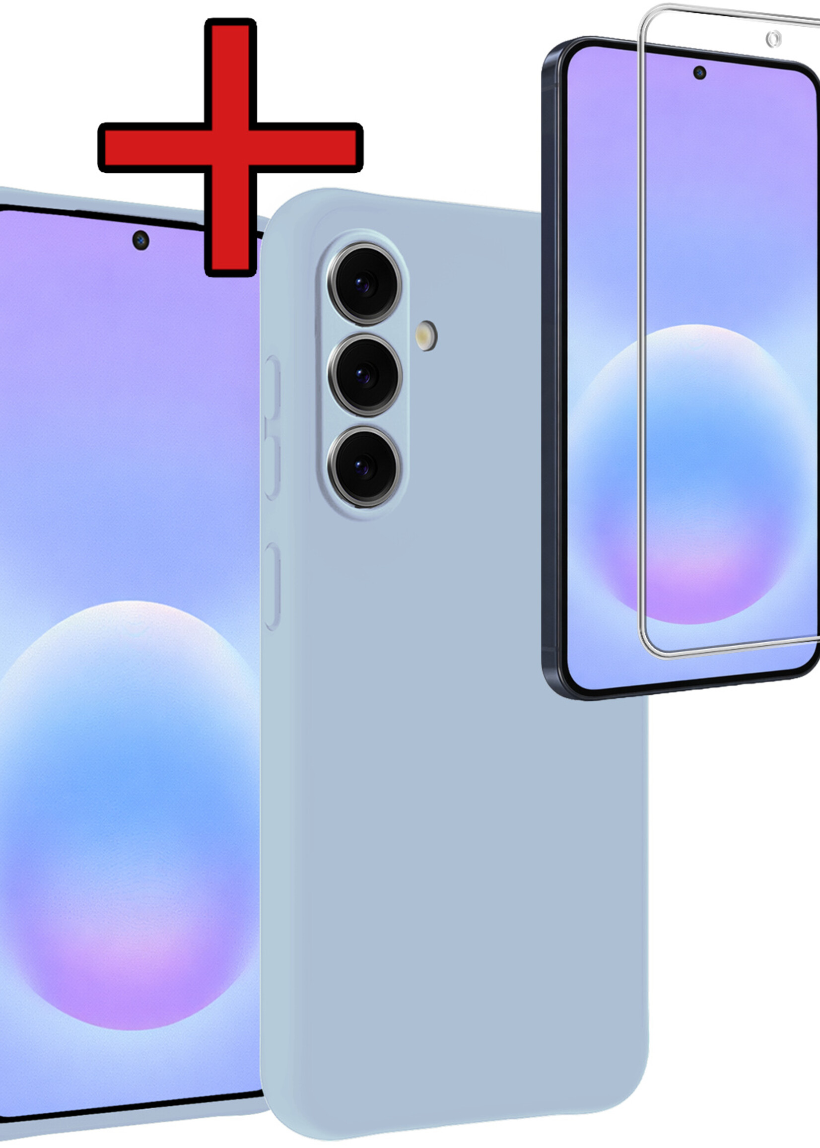 BTH BTH Samsung Galaxy A57 Hoesje Siliconen Met Screenprotector - Lichtblauw