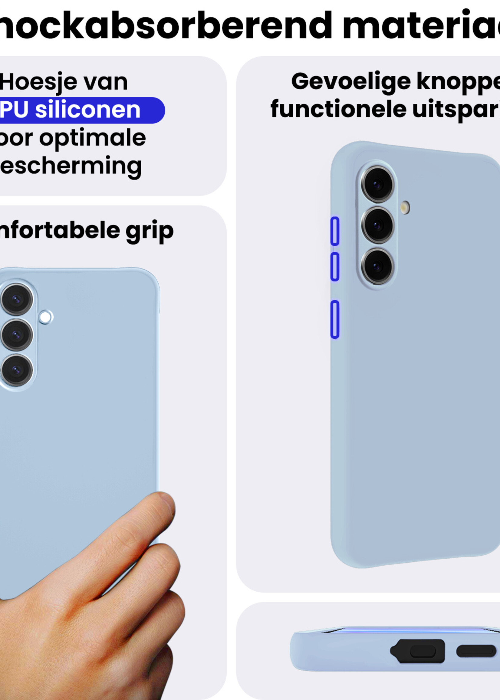 BTH BTH Samsung Galaxy A57 Hoesje Siliconen Met Screenprotector - Lichtblauw