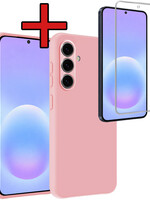 BTH BTH Samsung Galaxy A57 Hoesje Siliconen Met Screenprotector - Lichtroze