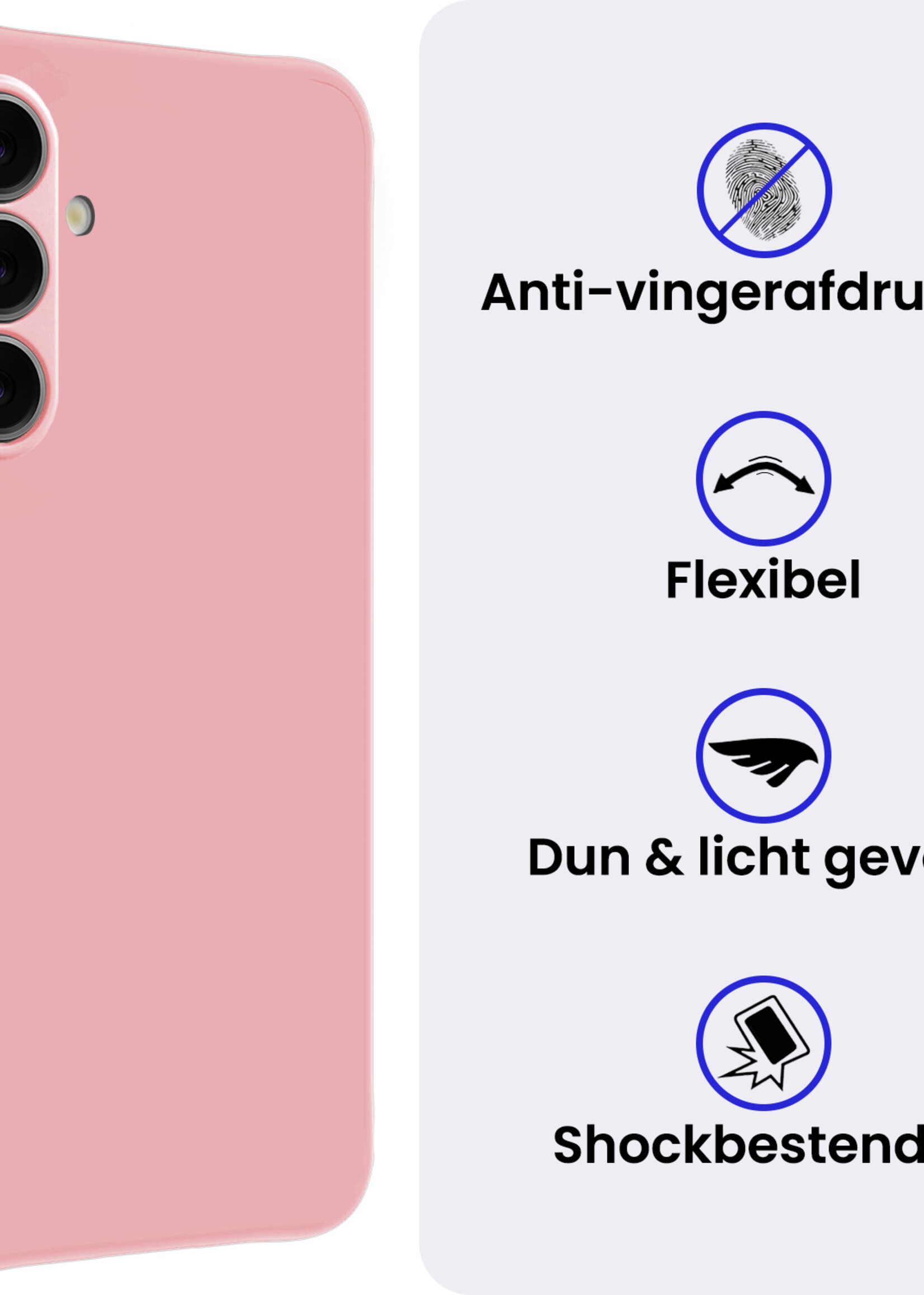 BTH BTH Samsung Galaxy A57 Hoesje Siliconen Met Screenprotector - Lichtroze