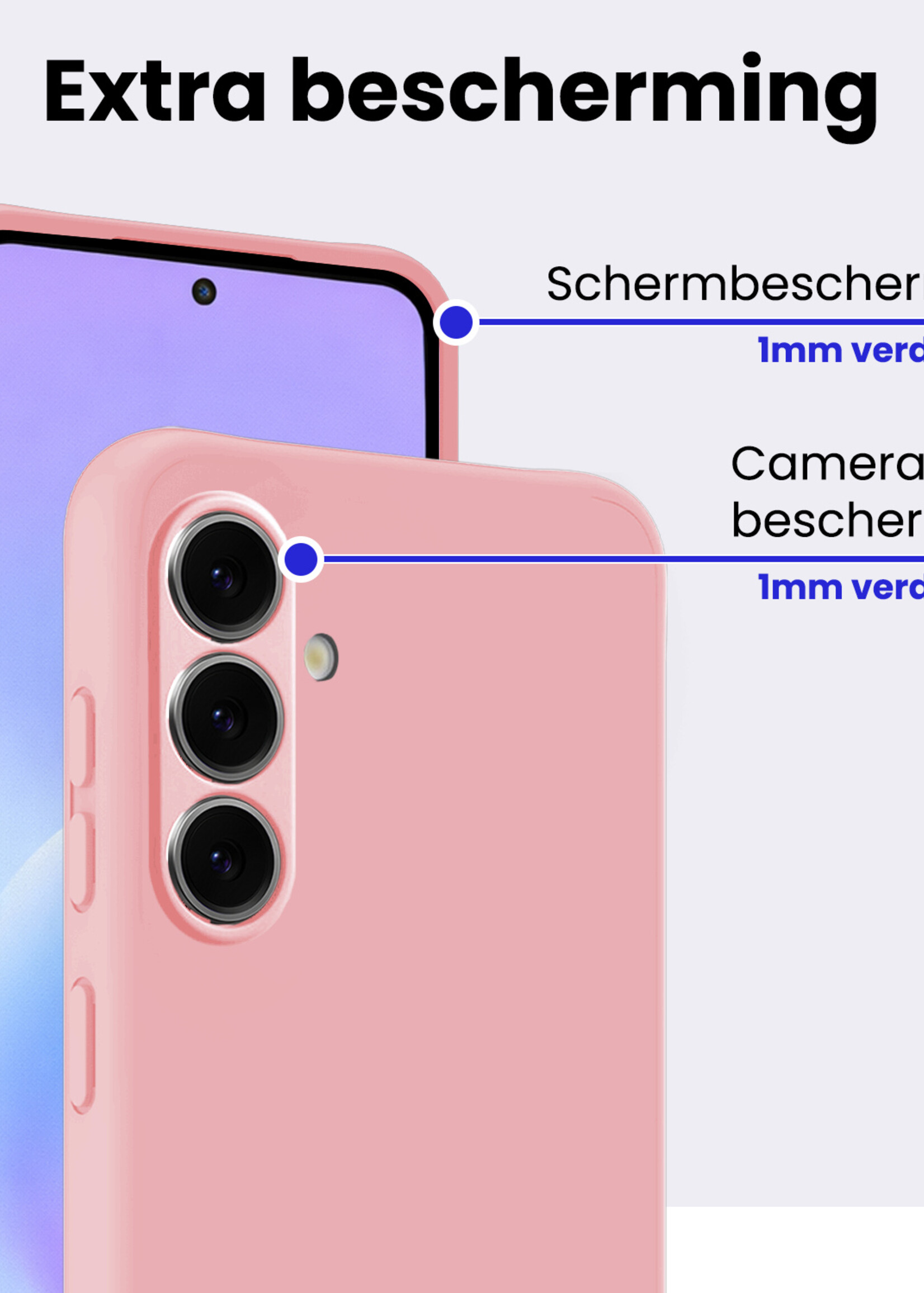 BTH BTH Samsung Galaxy A57 Hoesje Siliconen Met Screenprotector - Lichtroze