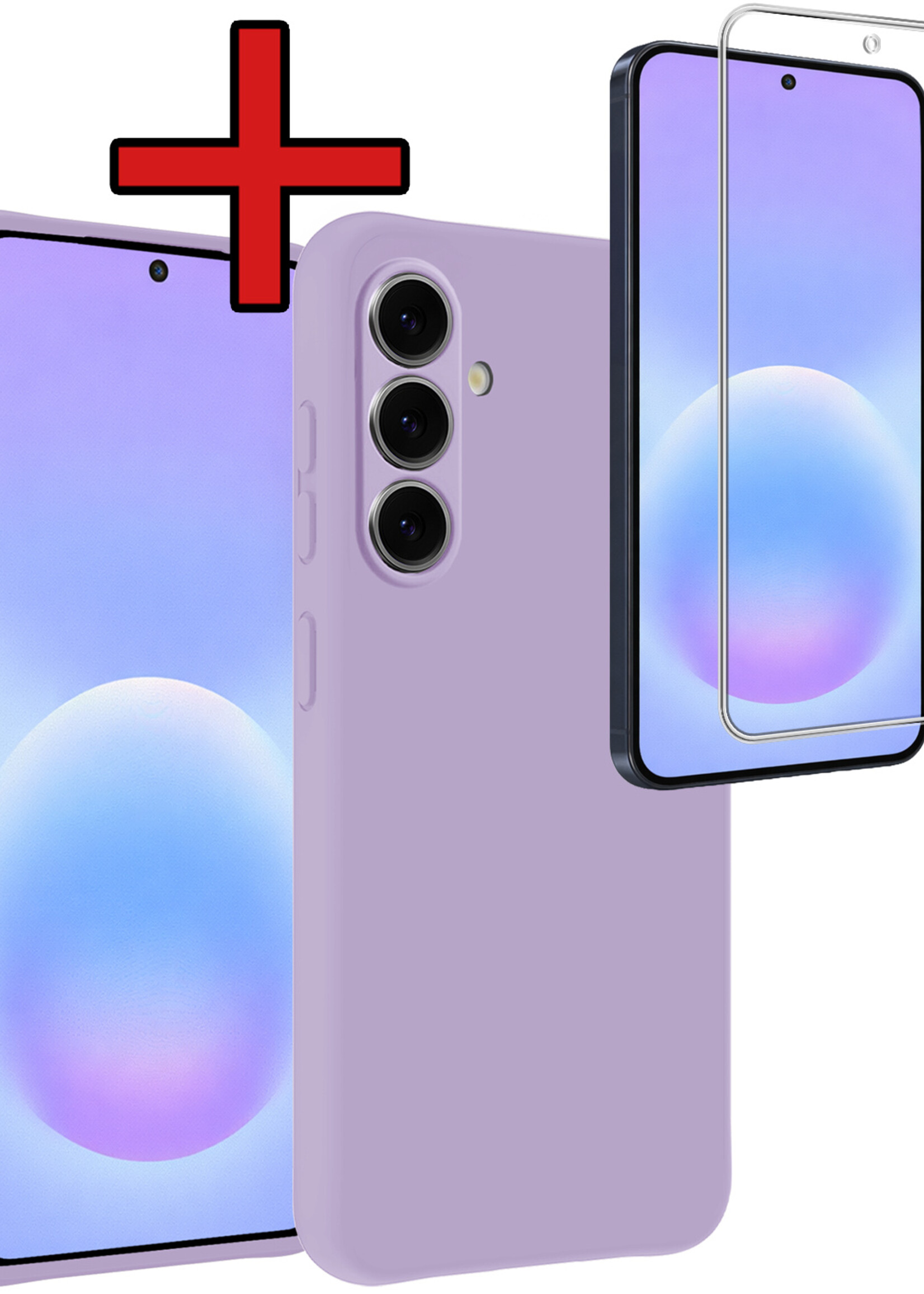 BTH BTH Samsung Galaxy A57 Hoesje Siliconen Met Screenprotector - Lila