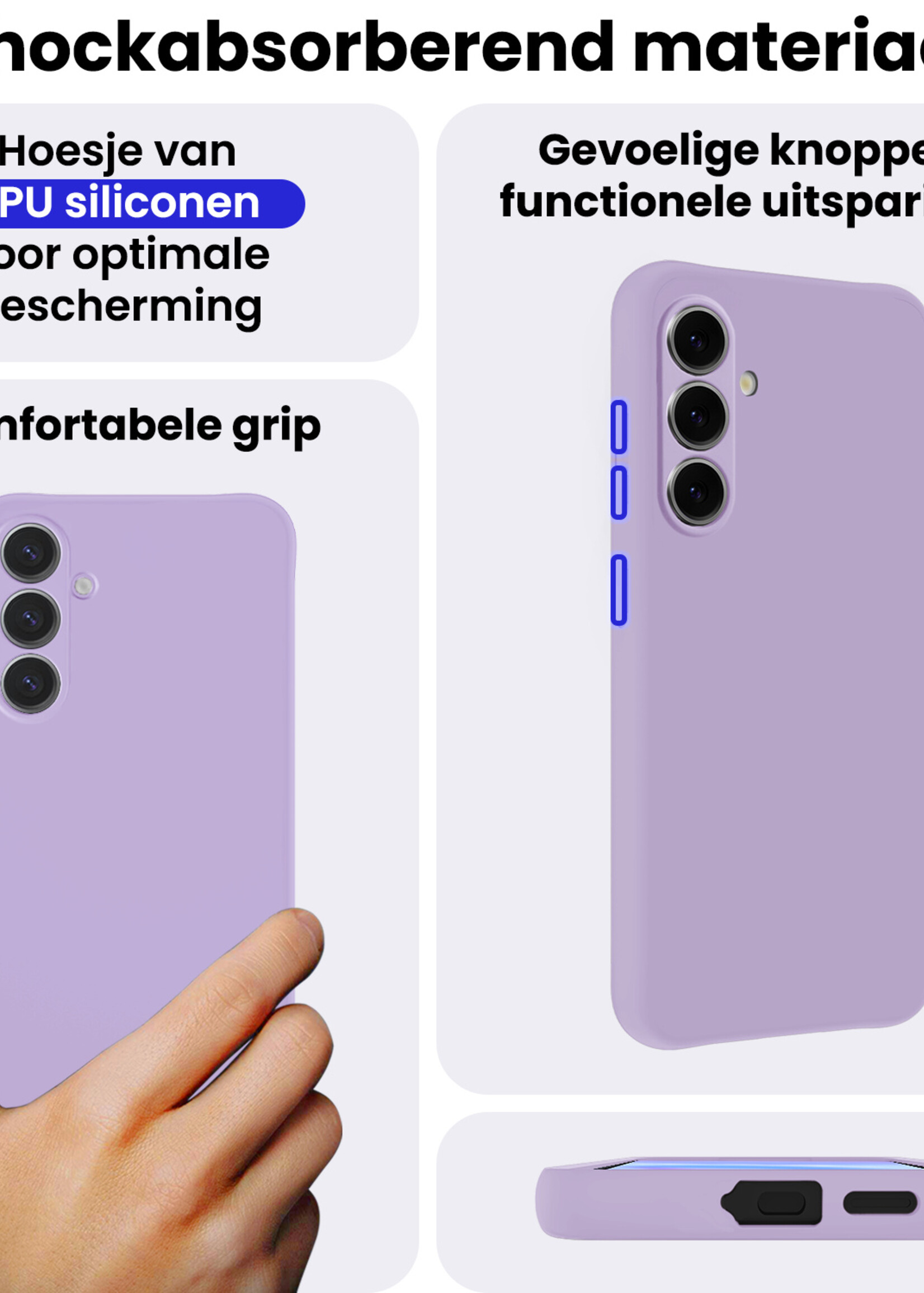 BTH BTH Samsung Galaxy A57 Hoesje Siliconen Met Screenprotector - Lila