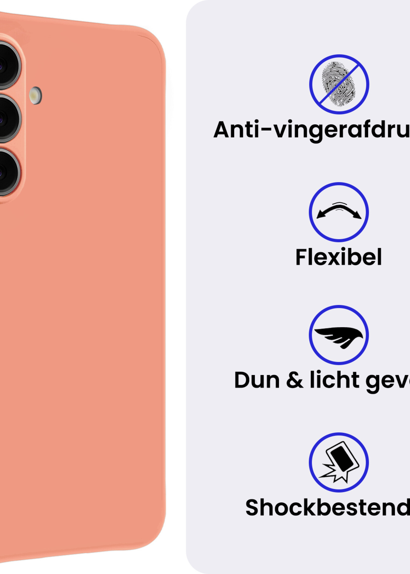 BTH BTH Samsung Galaxy A57 Hoesje Siliconen Met Screenprotector - Perzik