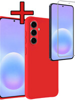 BTH BTH Samsung Galaxy A57 Hoesje Siliconen Met Screenprotector - Rood