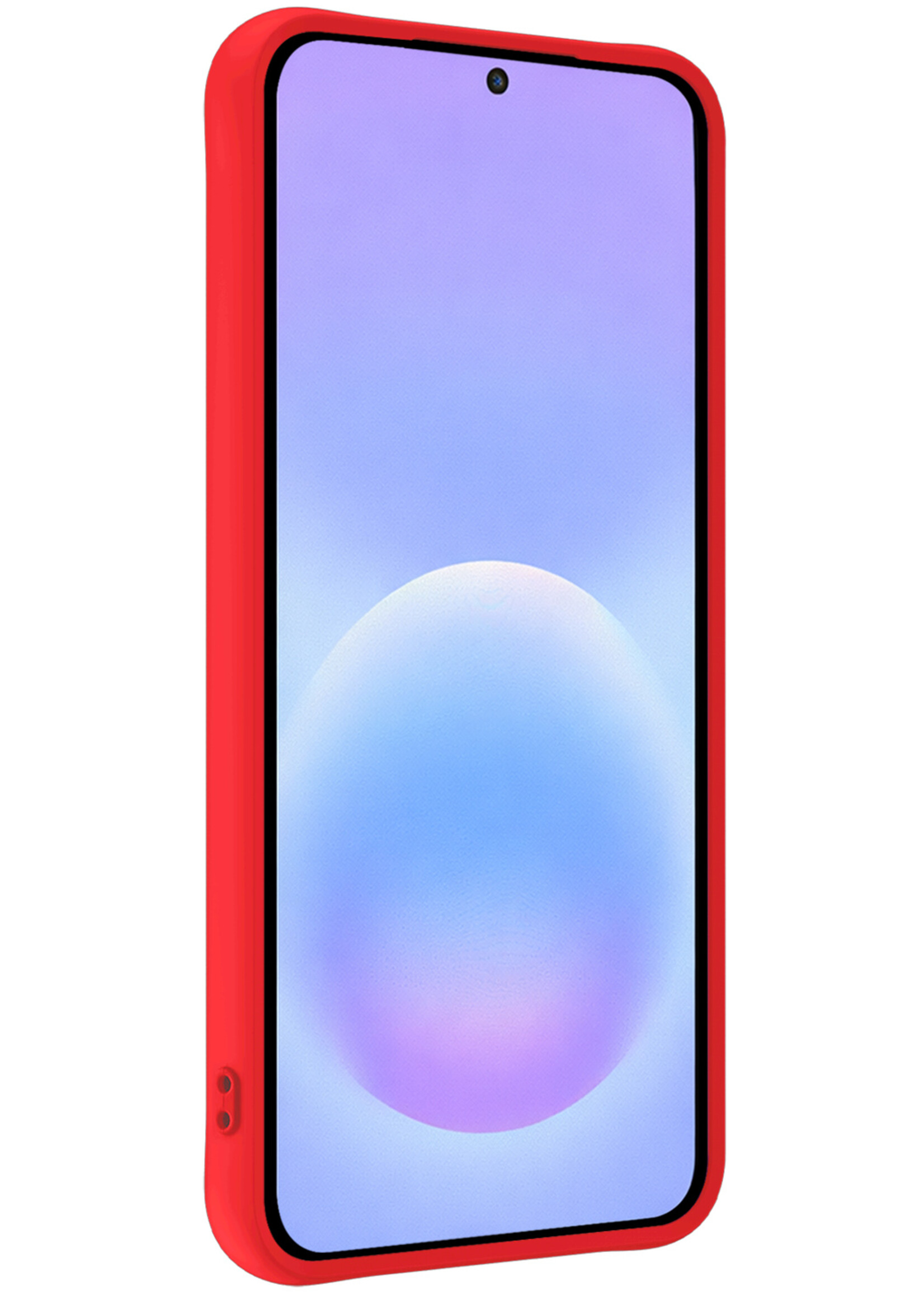 BTH BTH Samsung Galaxy A57 Hoesje Siliconen Met Screenprotector - Rood