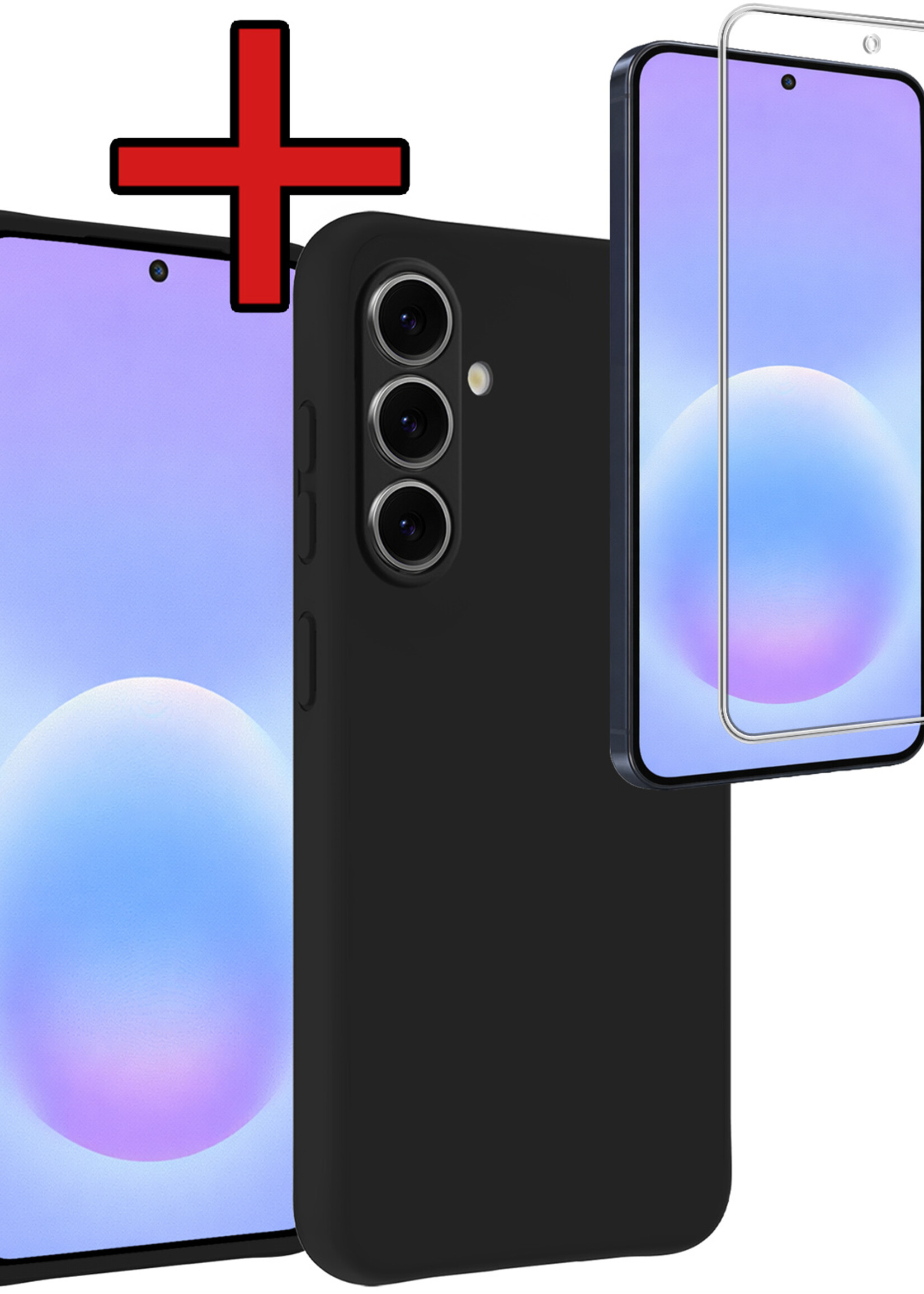 BTH BTH Samsung Galaxy A57 Hoesje Siliconen Met Screenprotector - Zwart