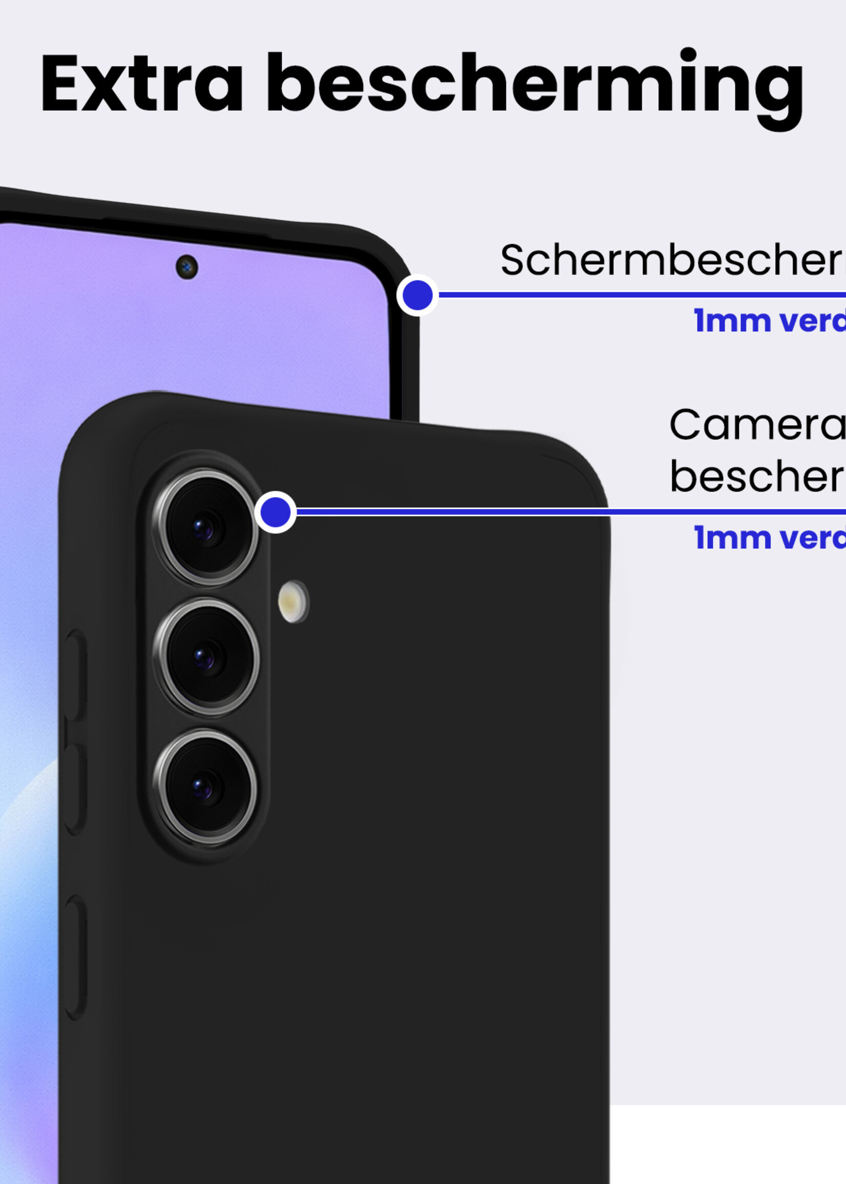 BTH BTH Samsung Galaxy A57 Hoesje Siliconen Met Screenprotector - Zwart