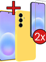 BTH BTH Samsung Galaxy A57 Hoesje Siliconen Met 2x Screenprotector - Geel