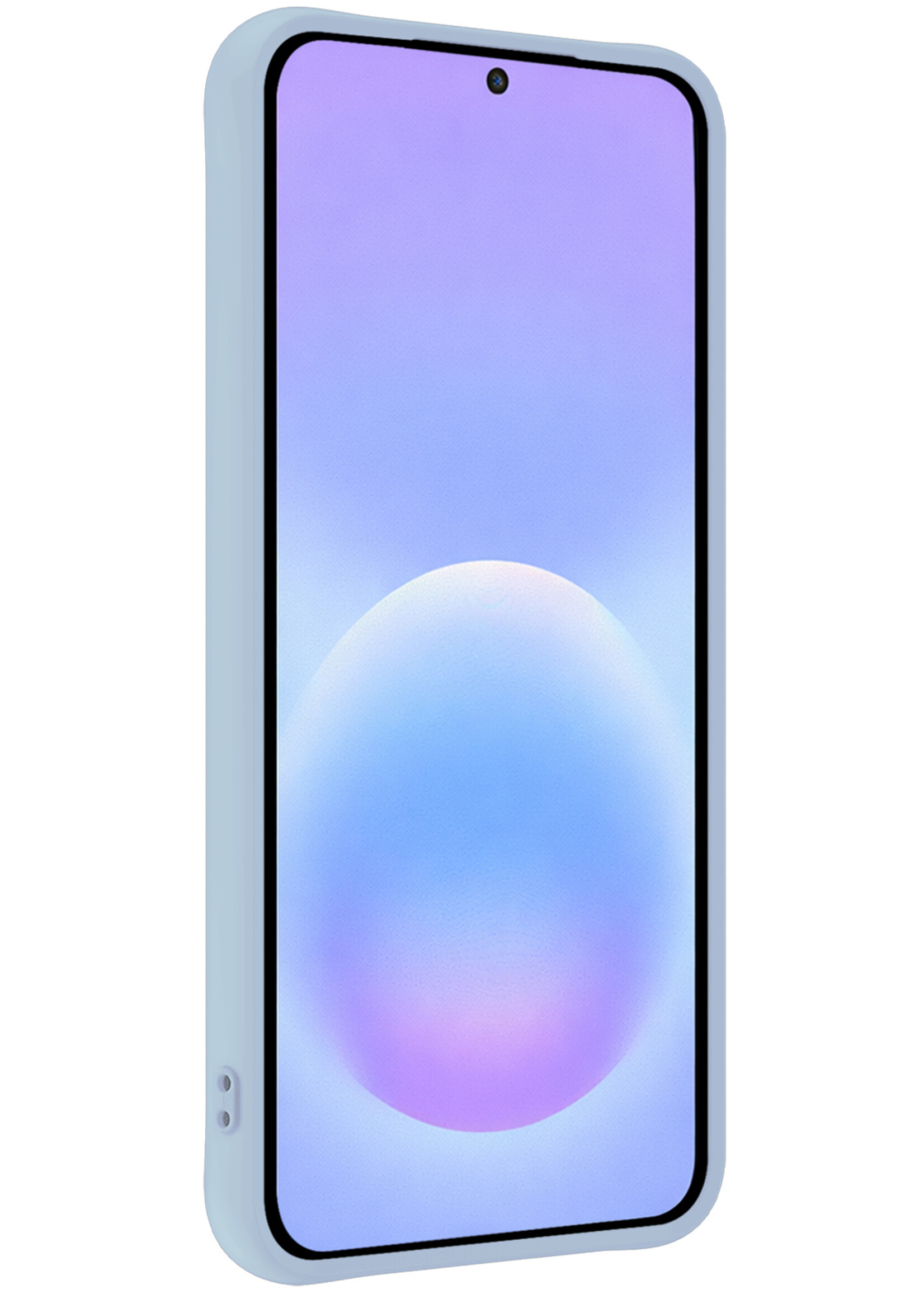 BTH BTH Samsung Galaxy A57 Hoesje Siliconen Met 2x Screenprotector - Lichtblauw