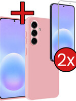 BTH BTH Samsung Galaxy A57 Hoesje Siliconen Met 2x Screenprotector - Lichtroze