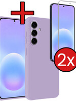 BTH BTH Samsung Galaxy A57 Hoesje Siliconen Met 2x Screenprotector - Lila