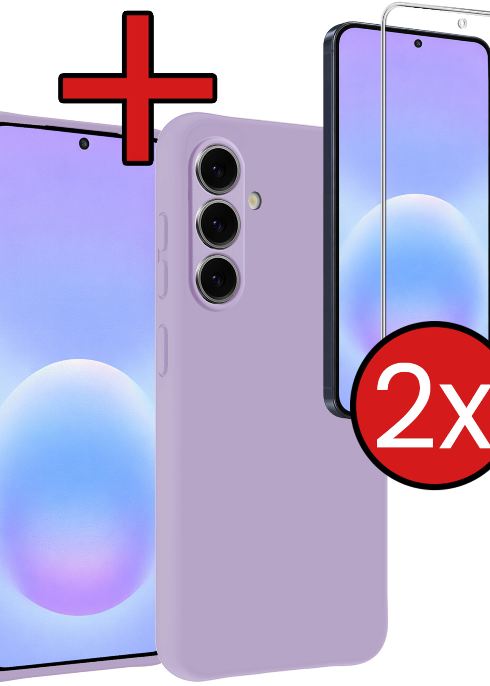 BTH BTH Samsung Galaxy A57 Hoesje Siliconen Met 2x Screenprotector - Lila