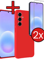 BTH BTH Samsung Galaxy A57 Hoesje Siliconen Met 2x Screenprotector - Rood
