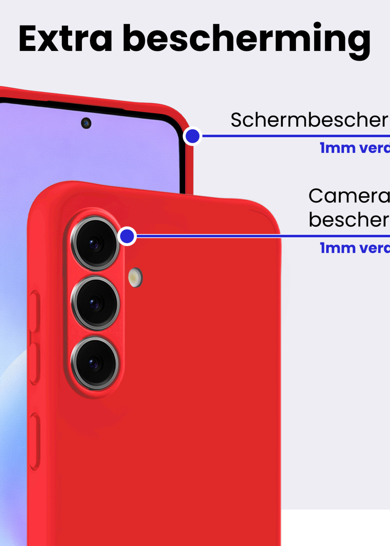 BTH BTH Samsung Galaxy A57 Hoesje Siliconen Met 2x Screenprotector - Rood