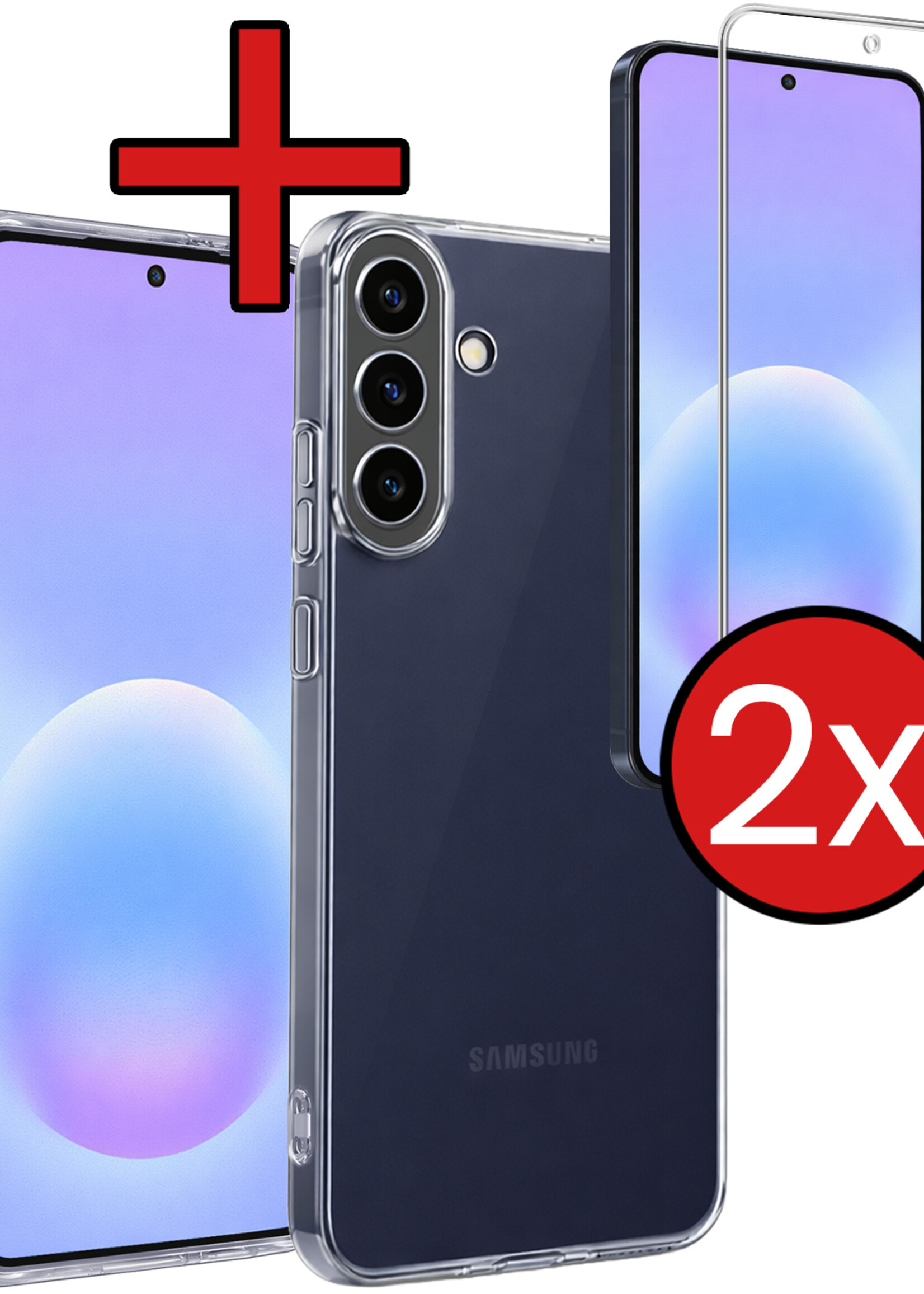 BTH BTH Samsung Galaxy A57 Hoesje Siliconen Met 2x Screenprotector - Transparant