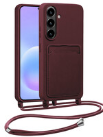 BTH BTH Samsung Galaxy A57 Hoesje Pashouder met Koord - Aubergine
